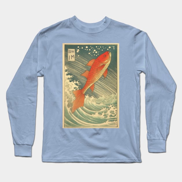 SWIM Japanese Fish Long Sleeve T-Shirt by Copper City Dungeon